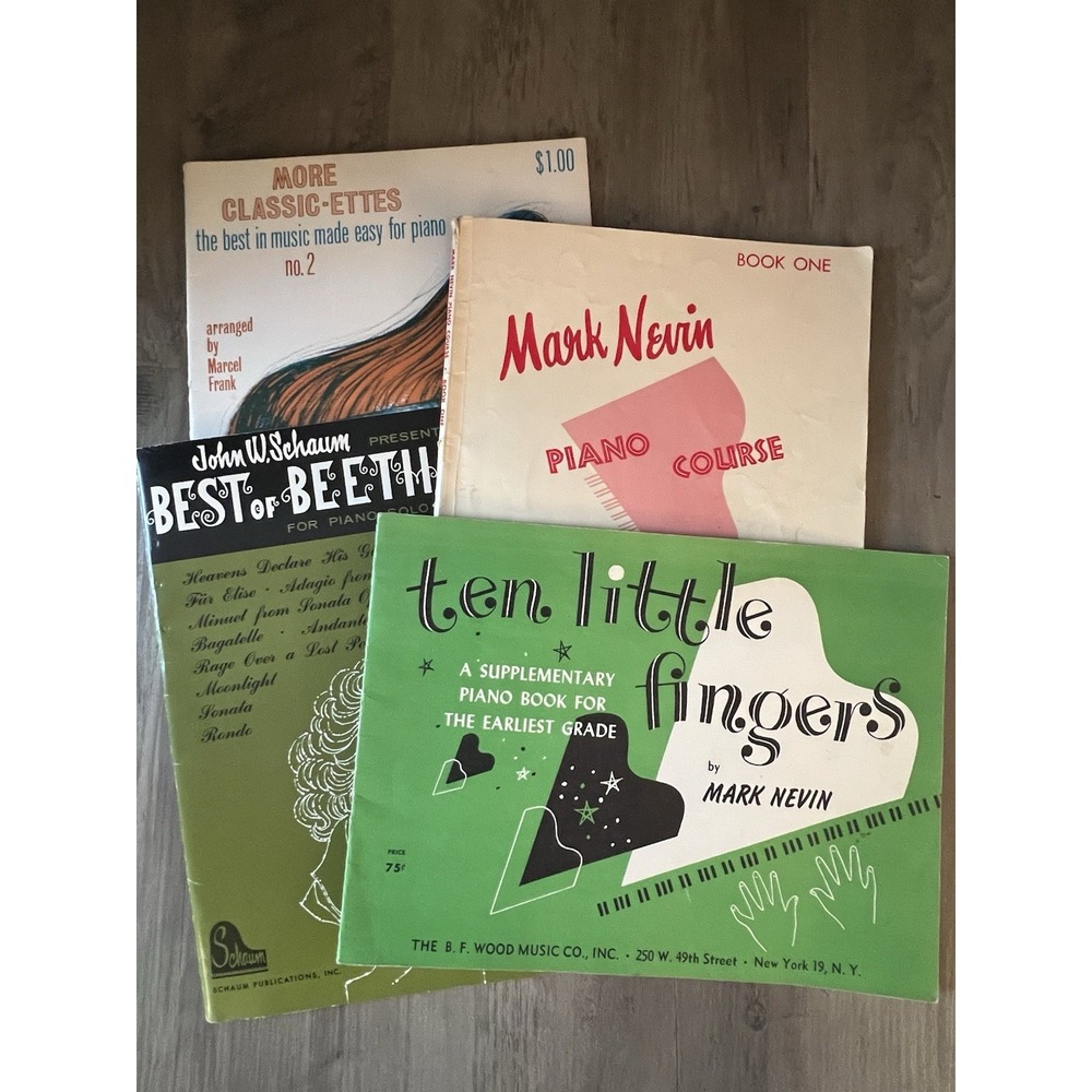 Lot 4‎ Vintage Piano Lesson Books 10 Little Fingers, Mark Nevin + More Good Cond